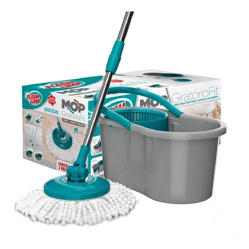 Mop Giratório Fit Mop5010 Esfregão 8 Litros Flashlimp Cor Cinza