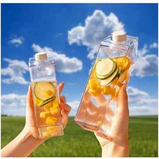 Garrafa de água de Acrílico Plástico  500ml -1000ml Geladeira Água Suco Leite Chá Quadrada Caixa Com Tampa Bebida em Oferta na Shopee