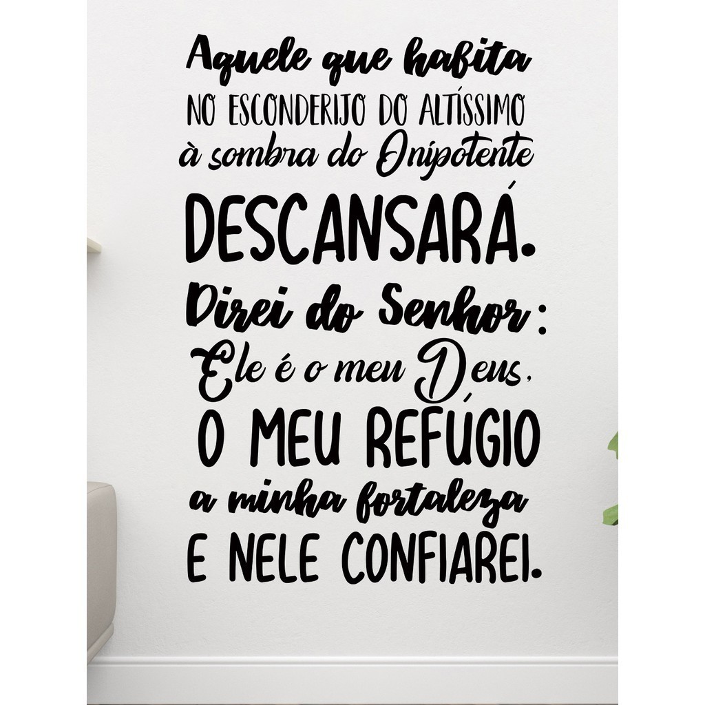 Adesivo religioso, salmo 91, decoração versículo da bíblia tamanho grande