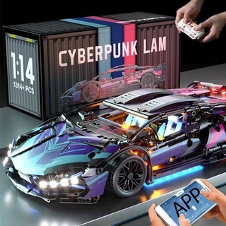 LEGO Blocos De Construção Lamborghini Cyberpunk Controle Remoto Decorações Interiores Puzzle Carro De Corrida Crianças Presentes