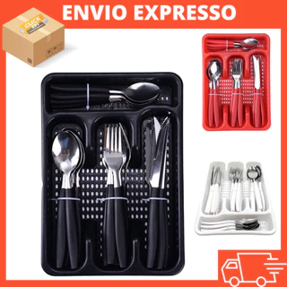 Jogo De Talheres Premium Inox Com 24 Peças com Suporte de Gaveta Gaveteiro barato