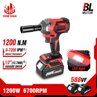 ONEVAN 1200N.M Chave De Impacto Elétrica Sem Escovas De Torque Com Bateria De 588VF Ferramenta De Fio De 1/2 " Para Makita 18V