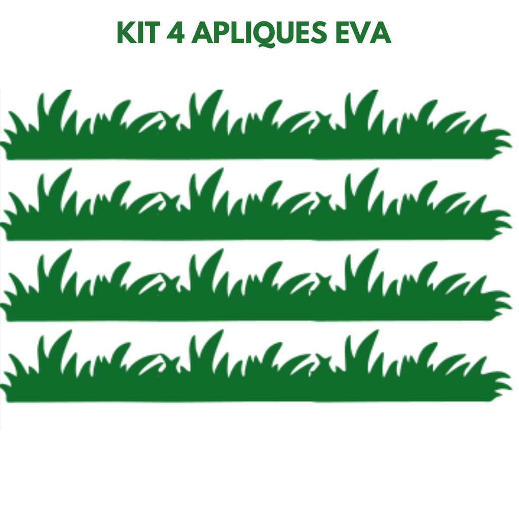 Kit 4 apliques EVA Grama 35cm x 5cm Mato verde