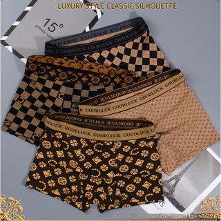 4Pcs Cuecas De Boxer Masculino Algodão Impresso Transferência De Umidade Respirativo Roupa Íntima Masculina De Luxo Cintura Média Malha