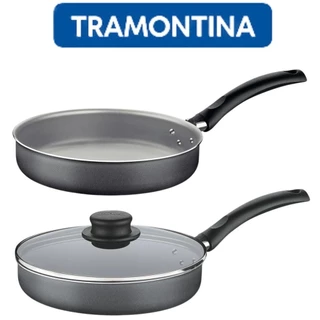 Frigideira Antiaderente Reta Tramontina Com Tampa De Vidro Cor Chumbo Turim 22 cm 1,7 Litros