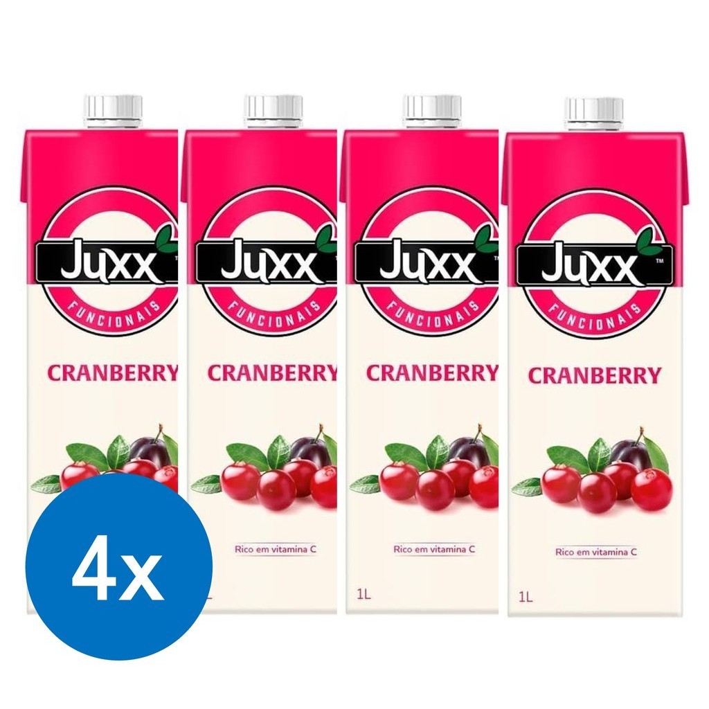 Kit c/ 4 Unid. Suco de Cranberry Juxx 1L por 18,50 cada