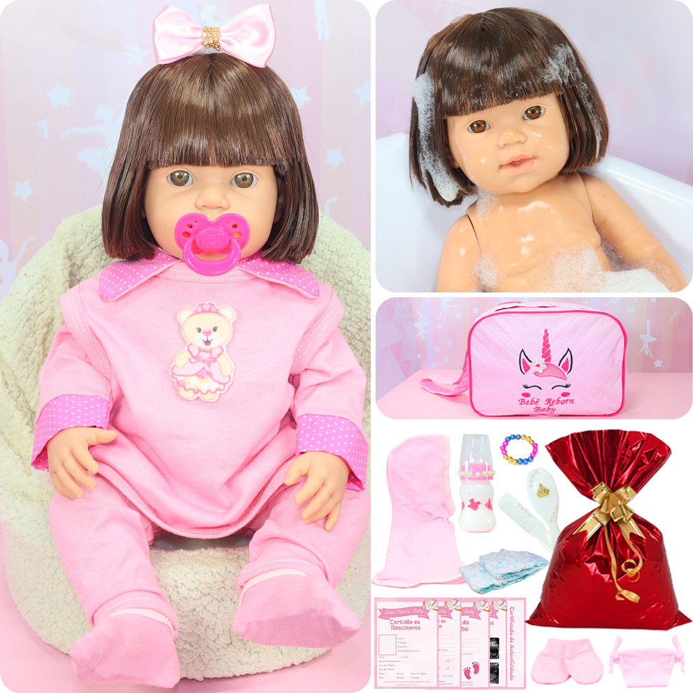 Boneca Bebê Reborn Baby Realista Enxoval Completo Silicone Brinquedo ...