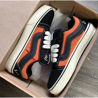 Skate Clássico Onhand Ready Lonas De Camurça Laranja Baixa Média Preta