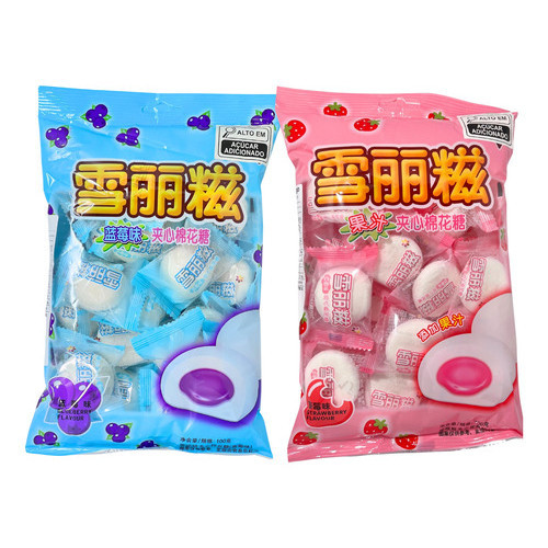 Kit 2 Pacotes Marshmallows Recheio Morango & Mirtilo 100g