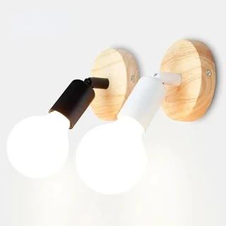 Madeira Ferro Forjado Lâmpada De Parede Moderno E Minimalista Luzes Luminária E27 Para Sala Estar Casa Interior Arandela
