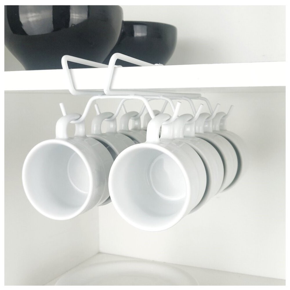 Kit 3 Porta Xicara Suporte Organizador Armario Cozinha Moderno Branco