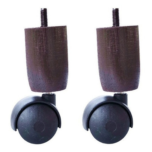 Kit 2 Rodinhas de Cama Box Baú TDC Marrom Compatível Ortobom Gazin Probel Madeira Maciça Rodízios Giratórios 12cm altura