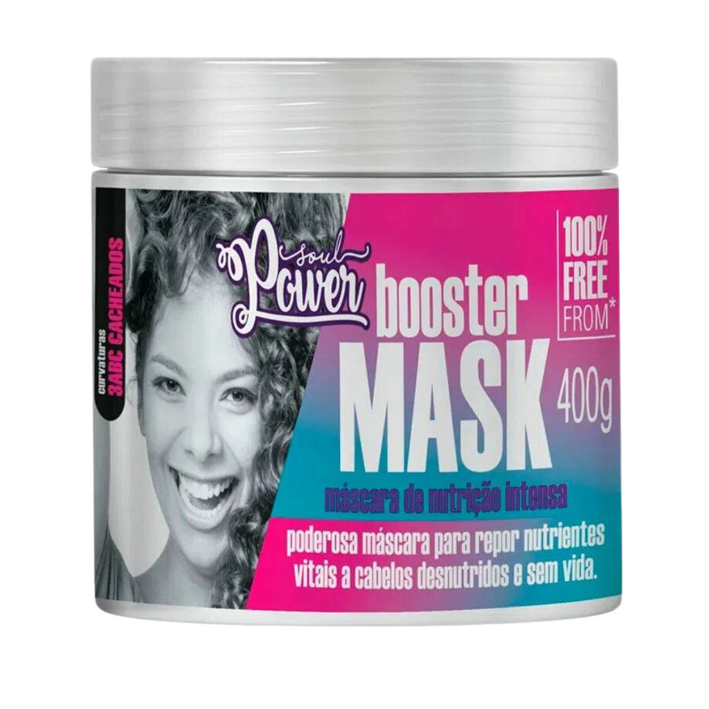 Mascara Soul Power Nutrição Capilar Intensa Booster Mask Cacheado Vegano Cachos 400g