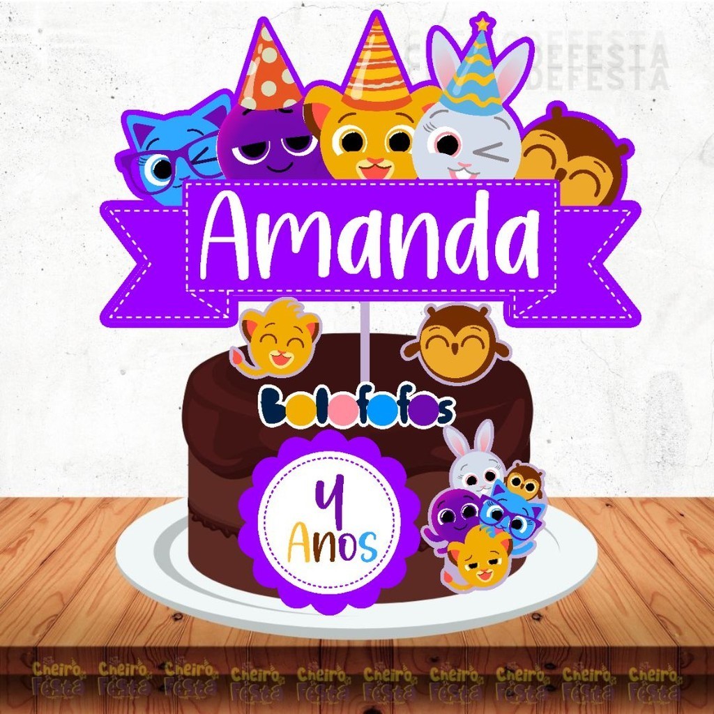 Topo de Bolo Personalizado / Topper Bolofofos