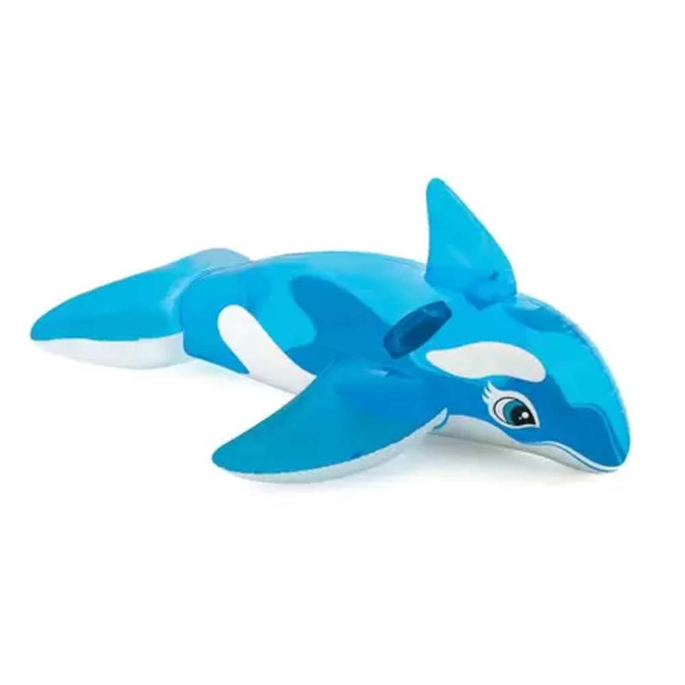 Boia Baleia Gigante Bote Inflável Piscina Praia Intex Azul