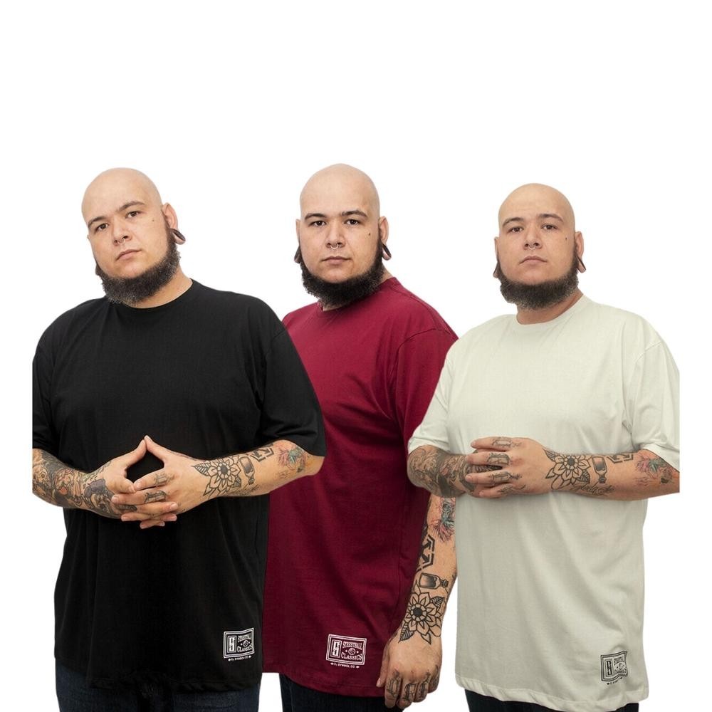 Kit 2 Camisetas Plus Size Oversized Symbol Lisa Básica Masculina