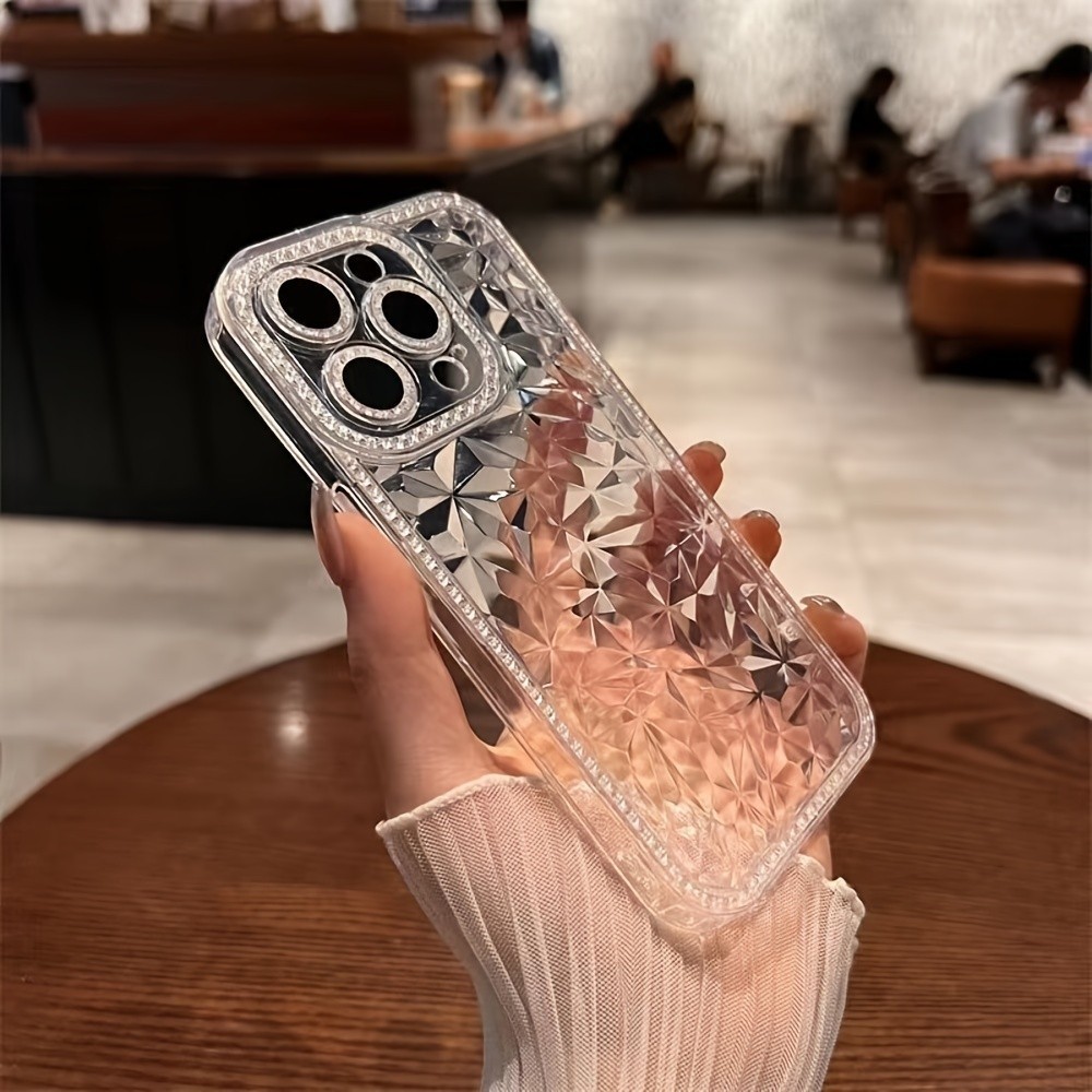Capa De Telefone De Luxo Espumante Artificial Diamante Transparente Adequado Para IPhone 15 , 14 , 13 , 12 , 11 Pro Max , 15Plus , 14Plus Pára-Choques De Silicone À Prova De Choque