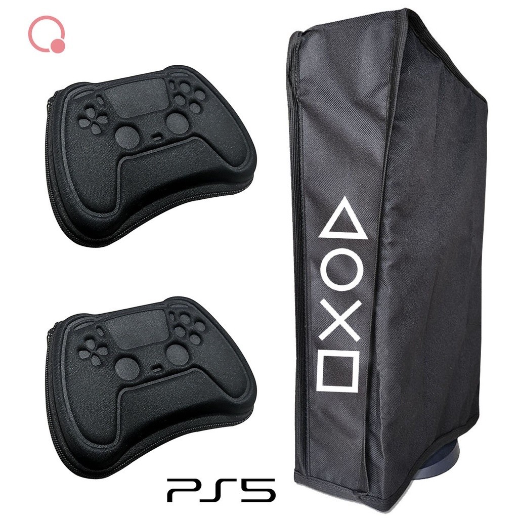 Kit C/ 2 Cases Protetores P/ Controles E 1 Capa Antipoeira PS5 Playstation 5