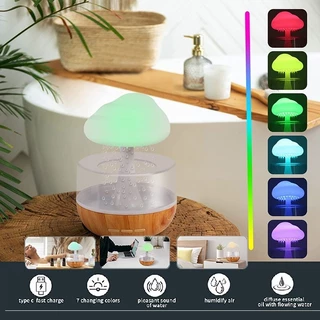 Umidificador De Gota De Chuva Luz LED Noturna Difusor USB Aromatizador Com Óleo Essencial Para Casa