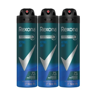 Kit 3 Desodorante Rexona Men Active Dry Aerosol Antitranspirante 72h 150ml