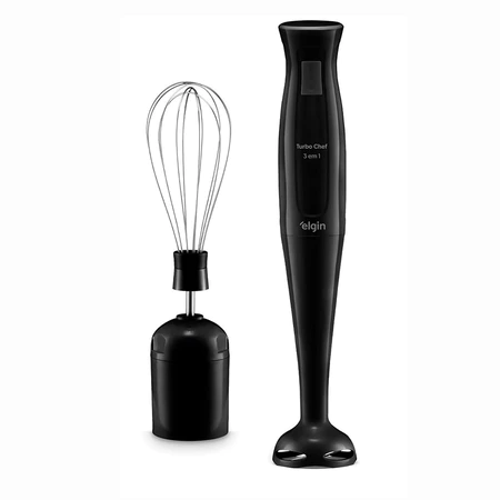 Corpo do mixer Elgin 3 em 1 posicionado ao lado do acessorio batedor de claras