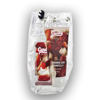 Perfume 55ml + Hidratante 200g + Necessaire - Essencia Morango Com Chantilly Candy