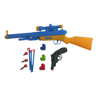 Kit Arminha Brinquedo Arma Espingarda E Pistola Revolver Rifle Lança Dardos Nerf