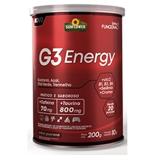 G3 Energy 200g Açaí e Guaraná Energético Termogênico Pré-treino Taurina Cafeína Vitamina Minerais Sunflower
