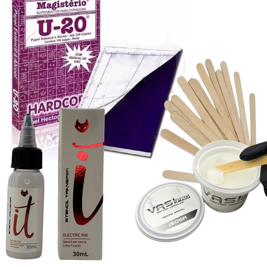 Kit Vaselina Transfer Papel Hectográfico decalque Tatuagem