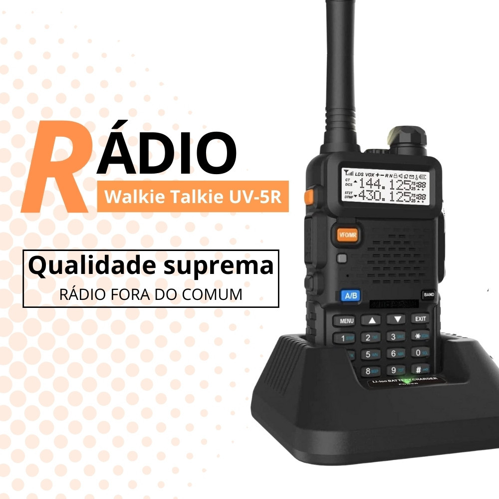 Rádio Walkie Talkie Comunicador Dual Band Uhf Vhf Uv-5r HT Fm
