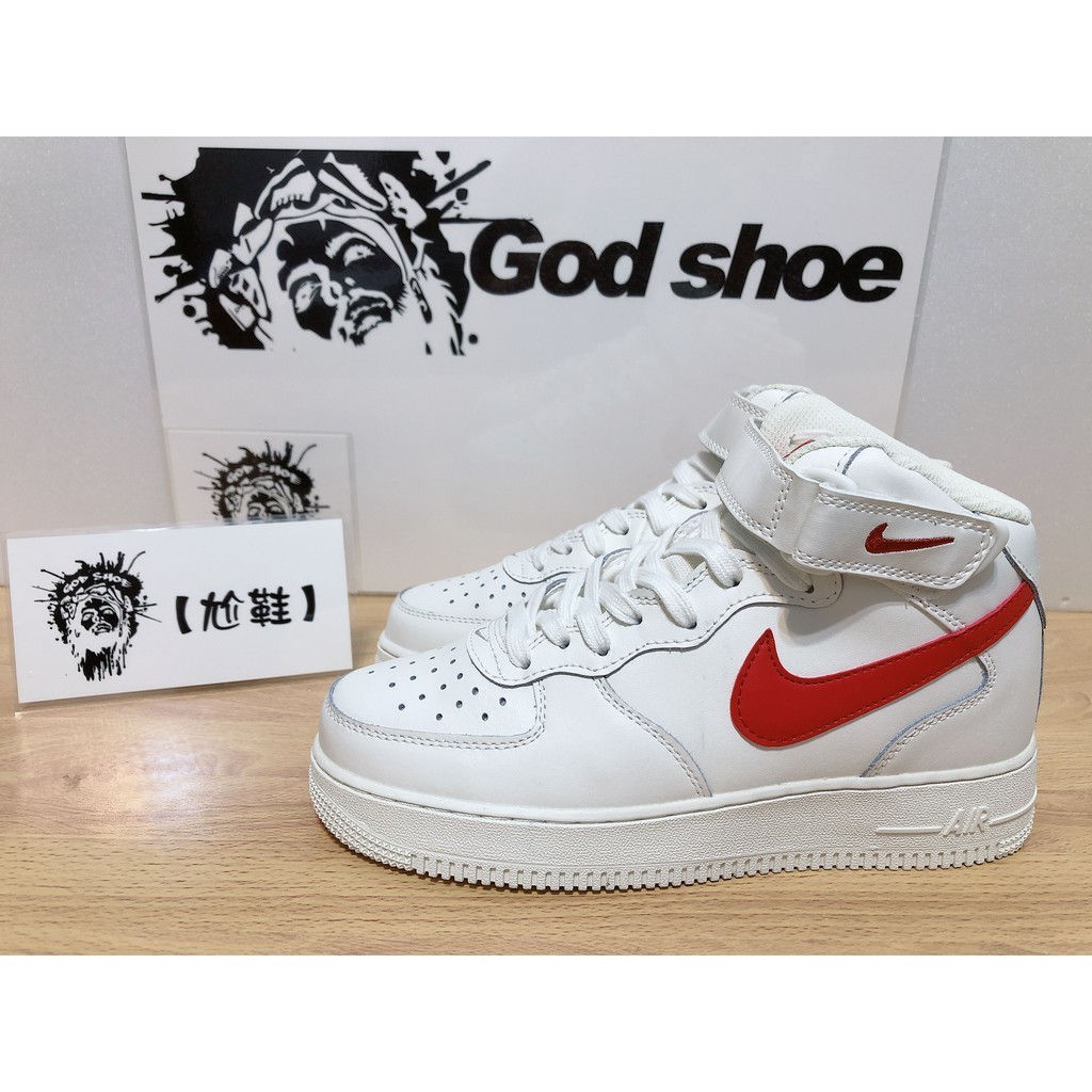 Alta Qualidade NIKE AIR FORCE 1 AF1 MID Vermelho Vermelho Branco Gancho Vermelho Branco MID-Tube Velcro Feltro Homens Mulheres Sapatos 315123-126