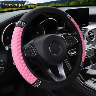 FOREVERGO Universal Capa Do Volante Carro Em Couro Bordada Cor Diamantada Elástica 37-38cm O9Z7 em Oferta na Shopee