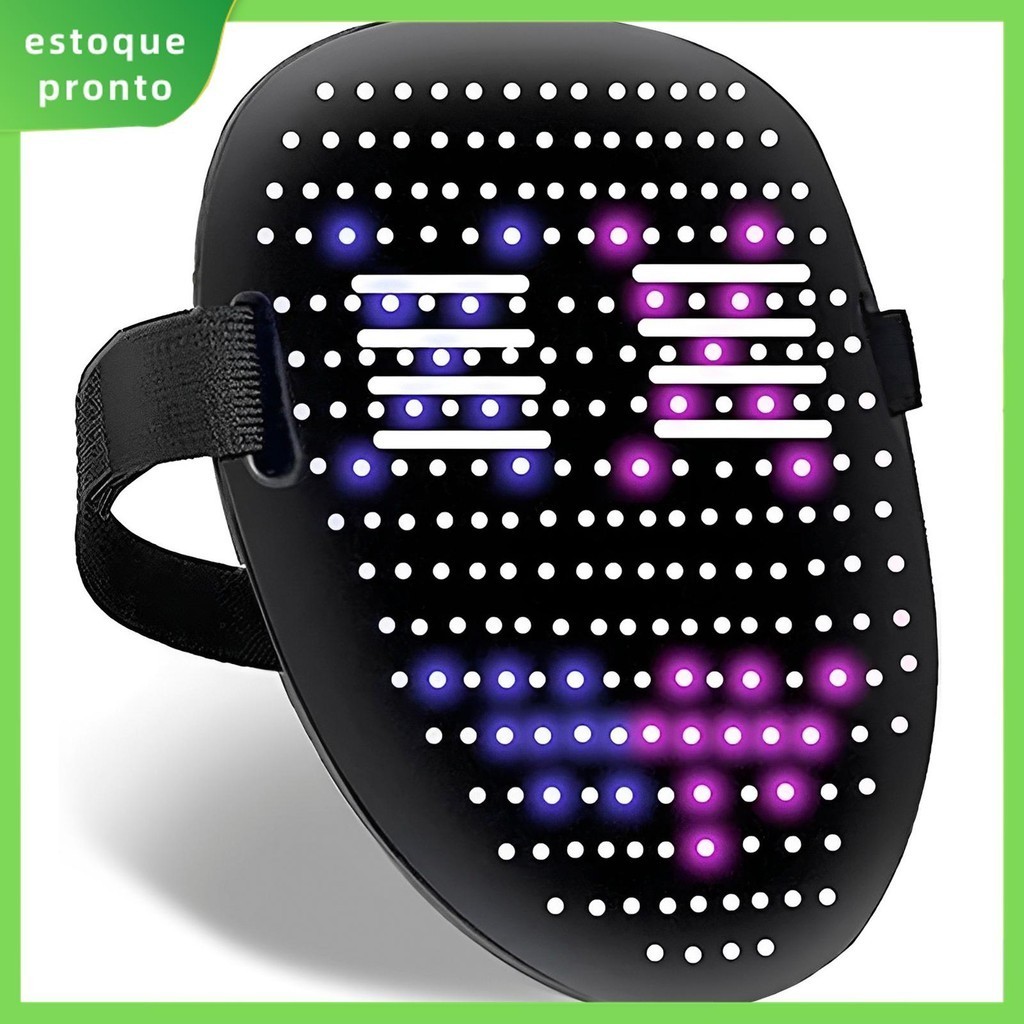 Máscara De Transformação De Rosto Iluminada LED Com Sensoriamento