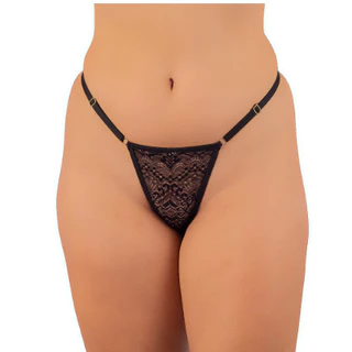 Calcinha Fio Dental Sexy Pingente Frase Palavra Com Regulagem em Renda