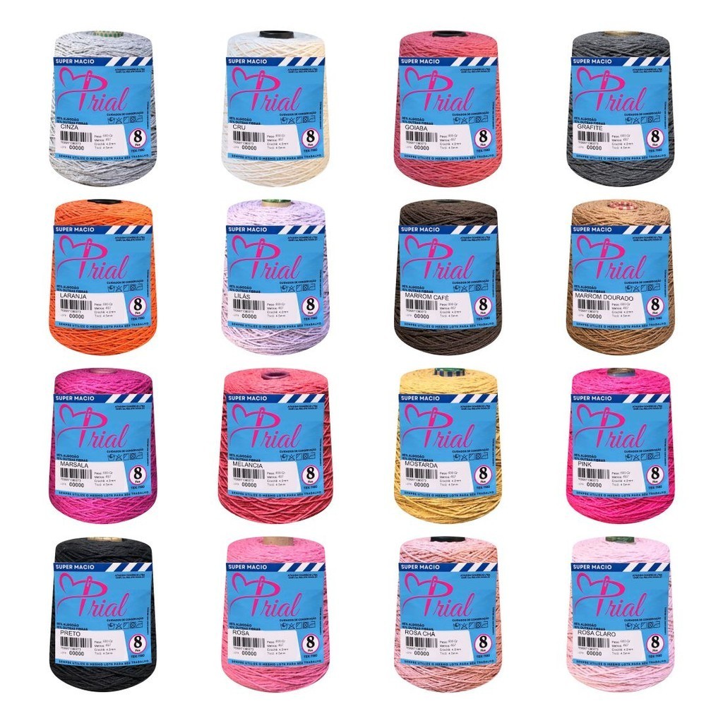 Barbante Colorido Numero 8 Crochê Tricô 600gr Linha Prial | Shopee