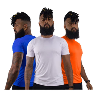 3 Camisetas Dry Fit 100% Poliamida Malha Corrida Masculina