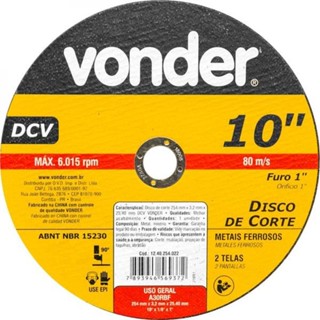 Disco de corte 254 x 3,2 x 25,40 mm ? DCV - Vonder