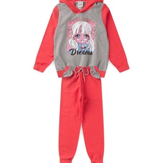 Conjunto Infantil Menina Moletom - New York Dreams - Cinza e Rosa
