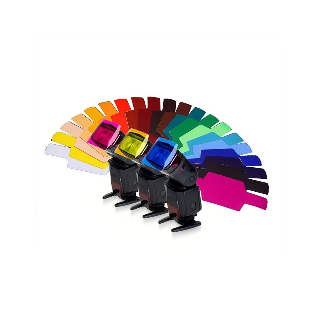 Filtro Difusor Colorido P/ Flash Universal Gelatina 20 Cores