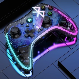 Contrôle Joystick Controle Gamepad Transparente Ajustável Rgb Brilho Luzes Bluetooth Gamepad Controlador Para Switch Pc Android V3 Ios Sem Fio