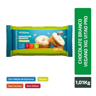 Chocolate Branco Vegano Zero Açúcar Vitao 1,01Kg