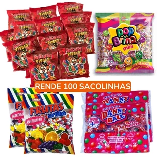 Kit Aniversário Infantil 100 Sacolinha Surpresa Doces Guloseimas Festa