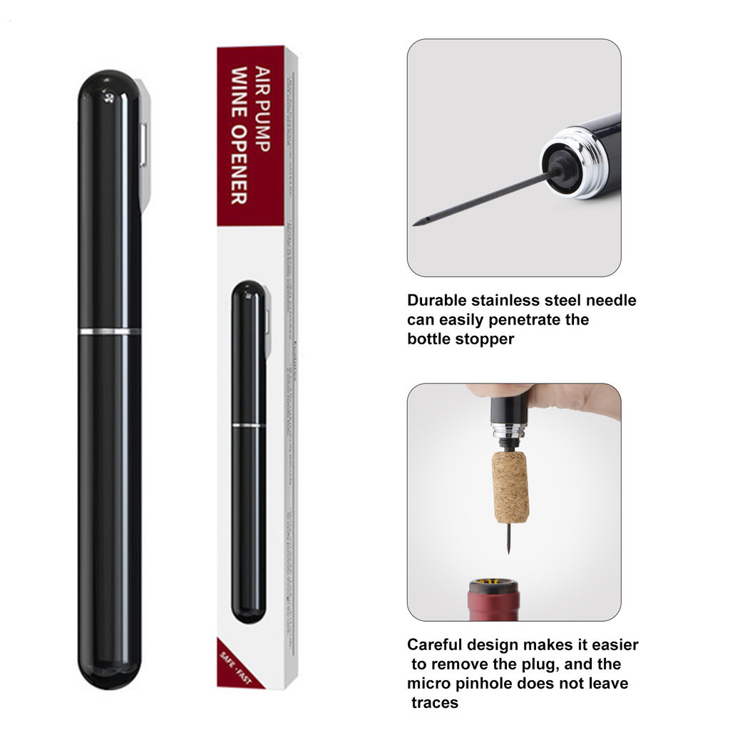 LLKQQ Bomba De Ar Llkq Abridor De Garrafas De Vinho Em Forma De Caneta Portátil Pino De Aço Inoxidável Pressão Saca-Rolhas Tinto Ferramentas De Cozinha