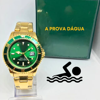 Relógio Masculino Submarinador Ouro E Verde Masculino 2024
