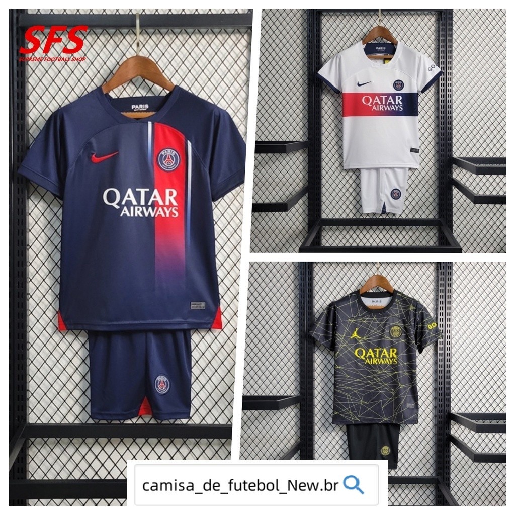 Camisa de futebol 2023 /24PSG Home /Away kids kit kids Blue Shirt kids White Suit II Jersey de alta qualidade