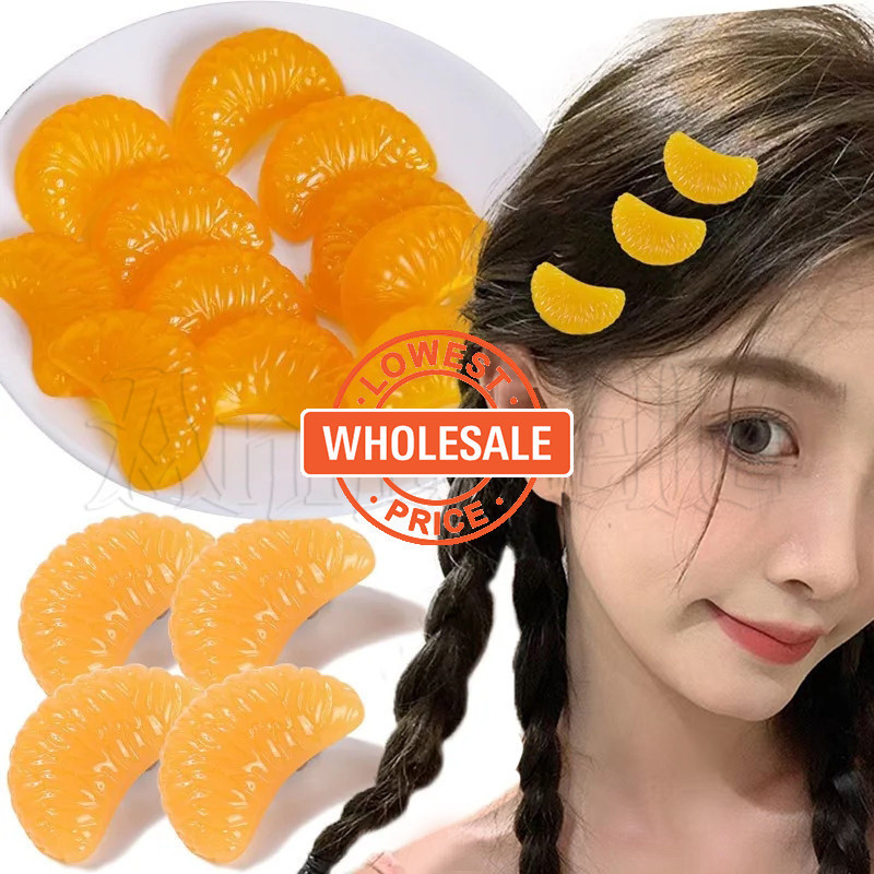 [Grampo Para Cabelo Laranja-Estilo INS-Simulação Broche De Frutas-Sweet Cute Cartoon-Moda Criativa-Resina Plástica-Acessórios Grampos De-Forma De Aba De Carne Tangerina