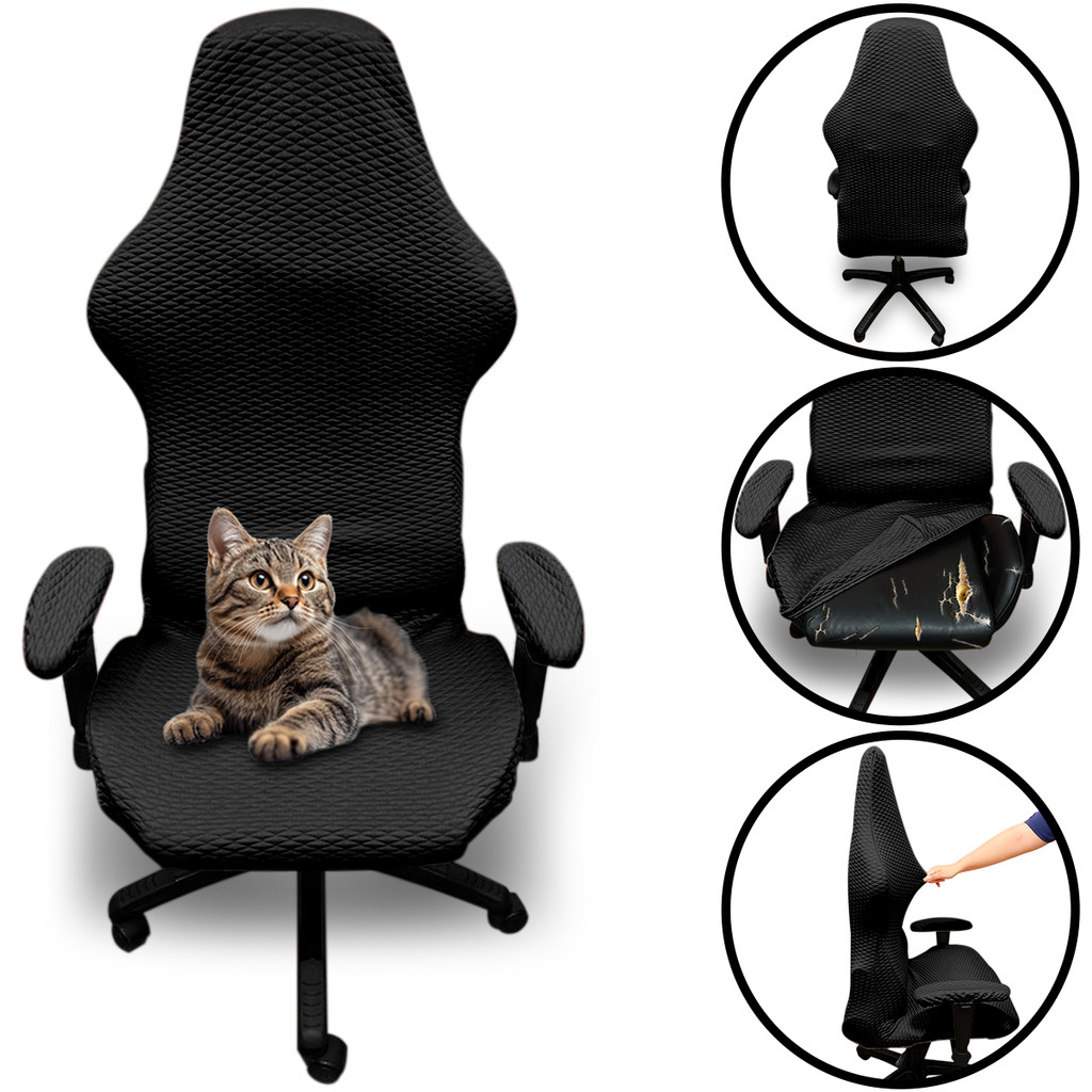 Capa Cadeira Gamer Spandex Luxo Ajustável Elegante Tamanho Universal Todos os Modelos Anti Gato