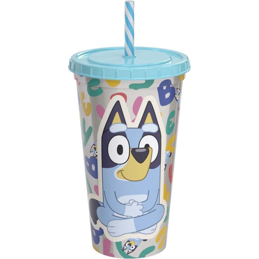 Copo com Tampa e Canudo Bluey Plasútil | Shopee Brasil