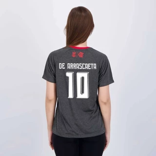 Camisa Flamengo De Arrascaeta 10 Var Feminina Cinza
