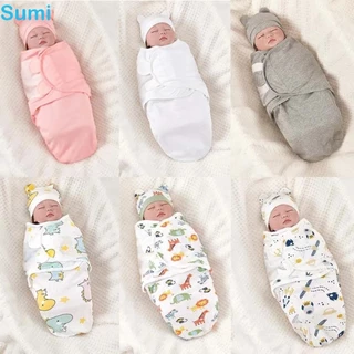 LUCKY-SUMI Baby Swaddle Wrap , Saco De Dormir Anti-Chute Macio Para Recém-Nascido , Venda A Quente Conjunto De Chapéu De Algodão Ajustável Bebês Unisexo Infantil